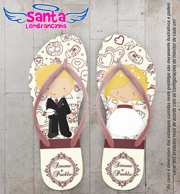 Chinelo Casamento Noivinhos Personalizado COD 10285