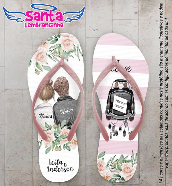 Chinelo Casamento Noivinhos e Listras Personalizado COD 10282