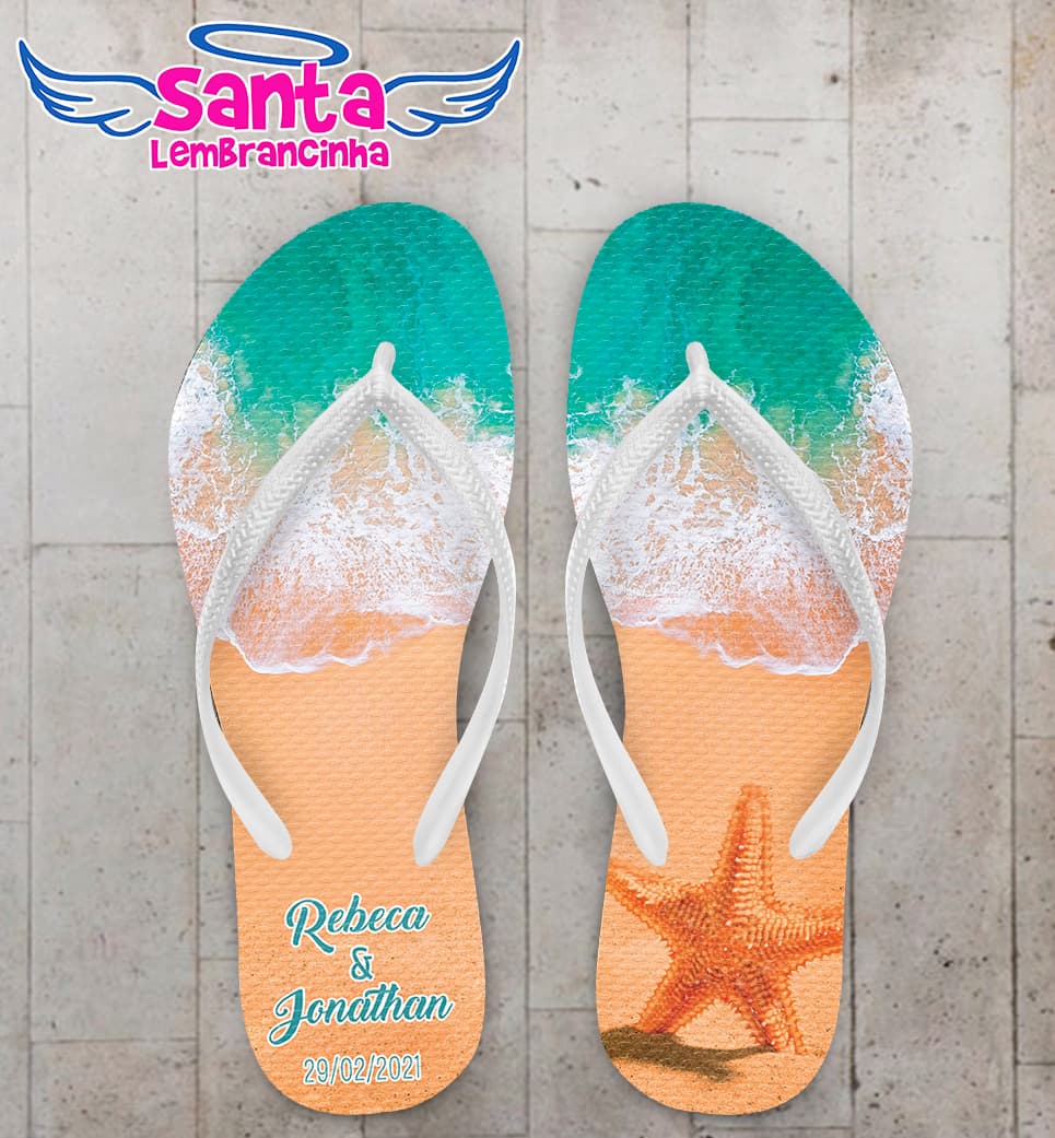 Chinelo Casamento Praia Estrela do Mar Personalizado COD 10290