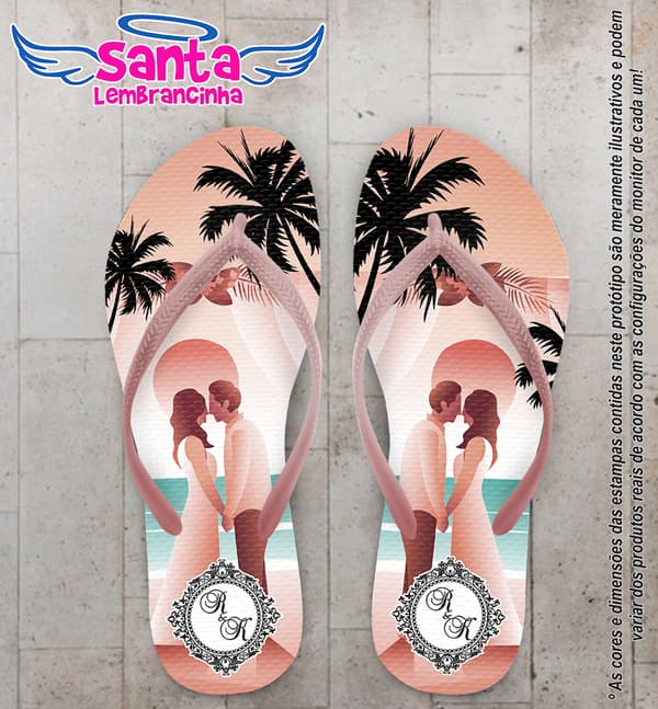 Chinelo Casamento Praia Noivinhos Personalizado COD 10283