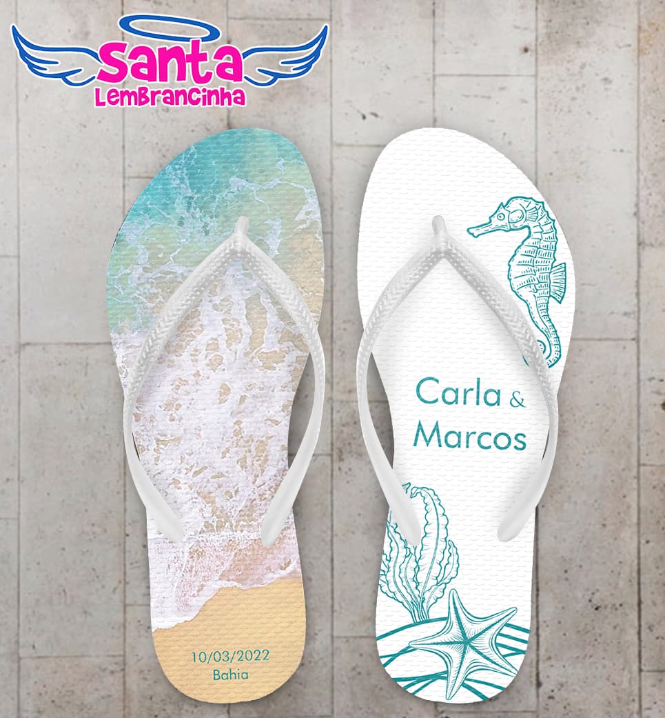 Chinelo Casamento Praia Personalizado Personalizado COD 10311