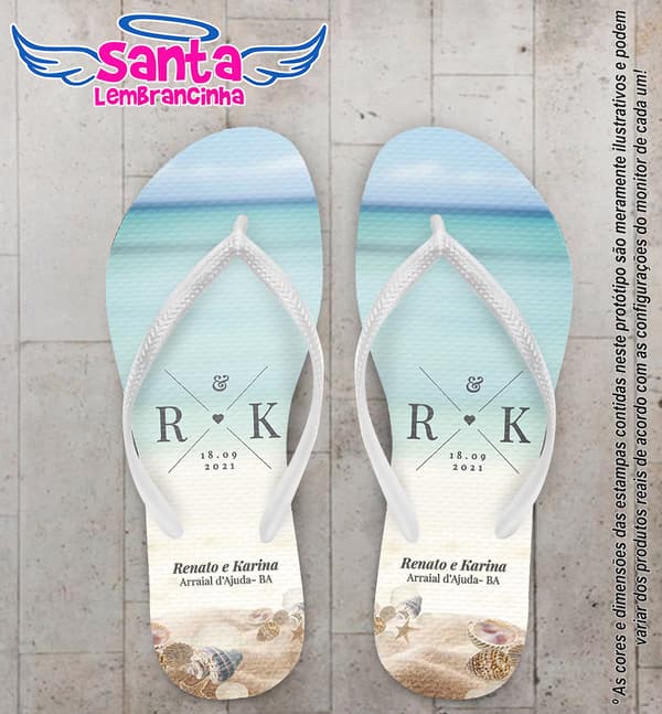 Chinelo Casamento Praia Personalizado COD 10245