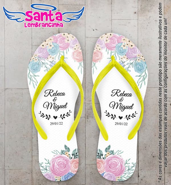Chinelo Casamento Floral Personalizado COD 10237