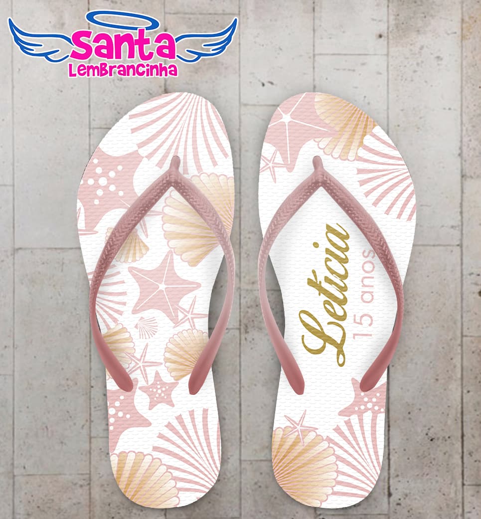 Chinelo Conchas Praia 15 Anos Personalizado COD 10197