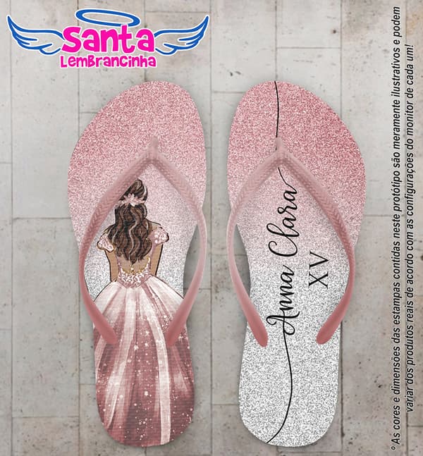 Chinelo Debutante Glitter Degradê Personalizado COD 10188