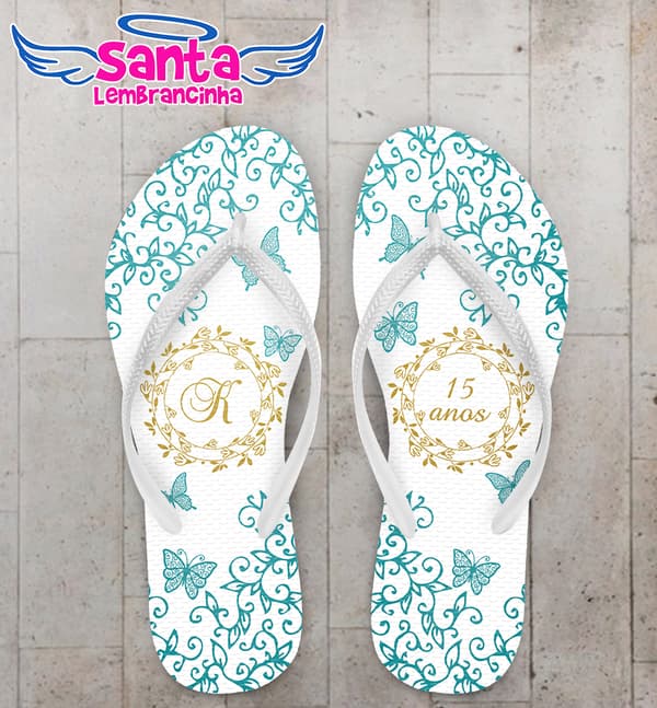 Chinelo Debutante Jardim Encantado Arabesco Personalizado COD 10184