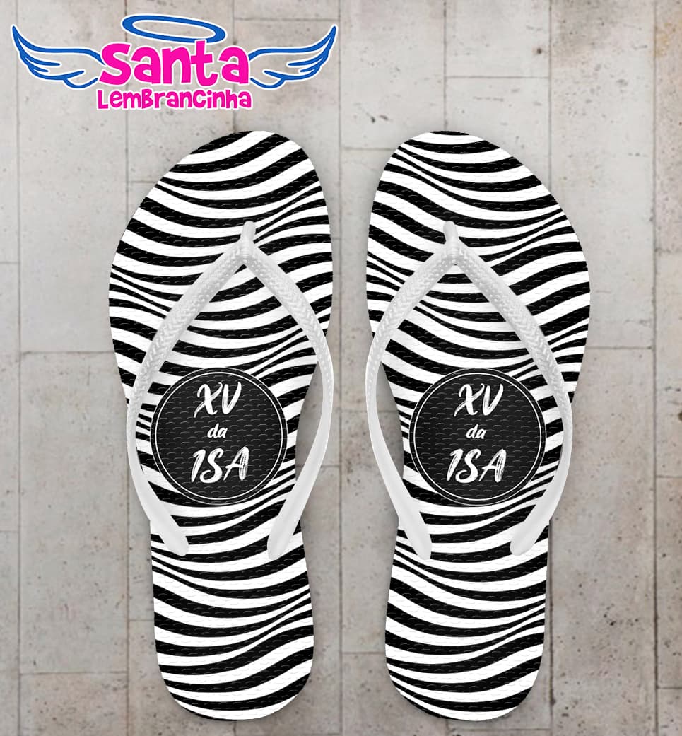 Chinelo Debutante Listras em Zebra Personalizado COD 10200