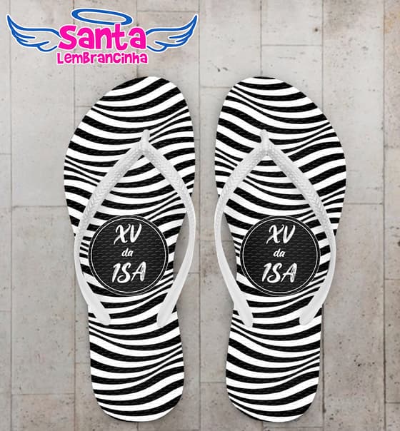 Chinelo Debutante Listras em Zebra Personalizado COD 10200