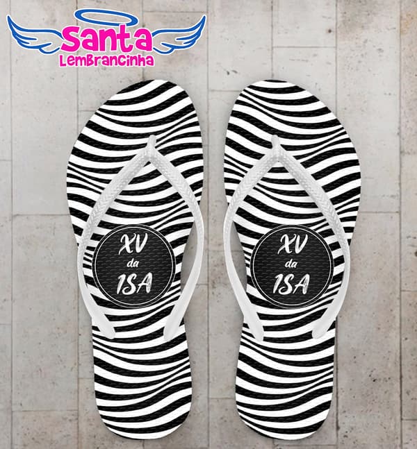 Chinelo Debutante Listras em Zebra Personalizado COD 10200