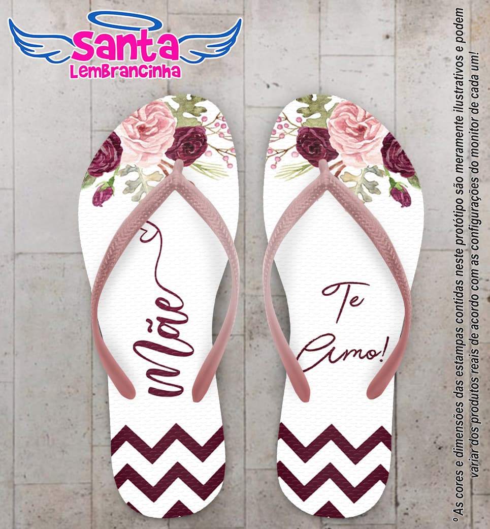 Chinelo Dia das Mães Floral Personalizado COD 10322