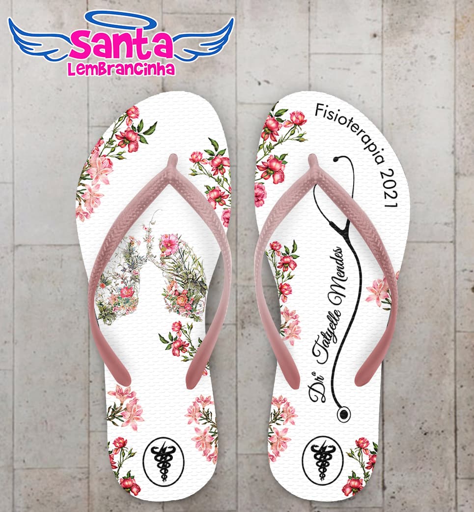 Chinelo Fisioterapia Flores Personalizado COD 10349