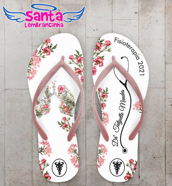 Chinelo Fisioterapia Flores Personalizado COD 10349