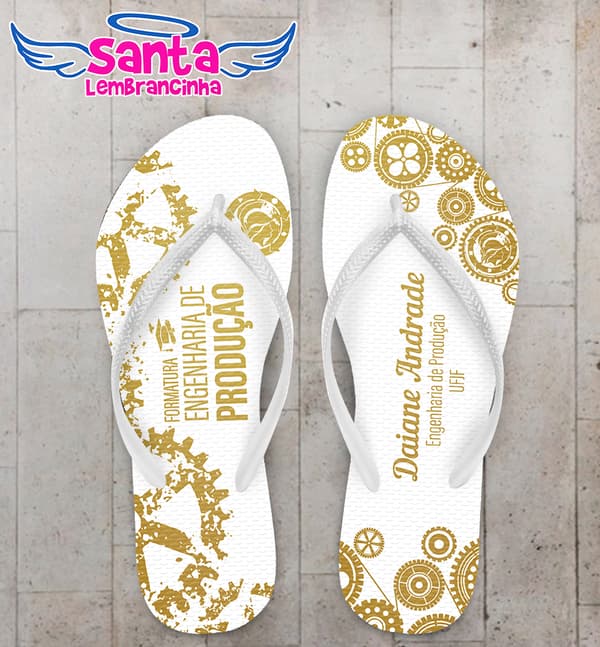 Chinelo Formatura Engenharia de Produção Engrenagem Personalizado COD 10346