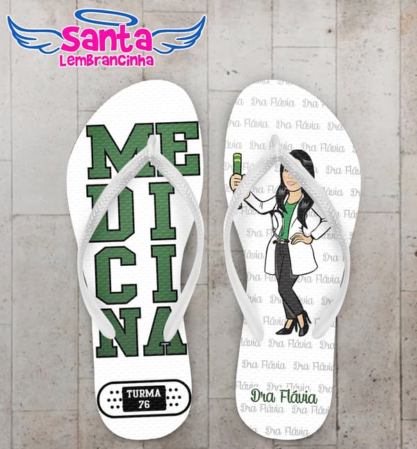 Chinelo Formatura Medicina Caricatura Personalizado COD 10358