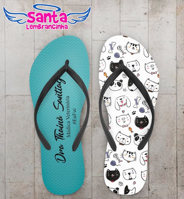 Chinelo Formatura Medicina Veterinária Cães e Gatos Personalizado COD 10371