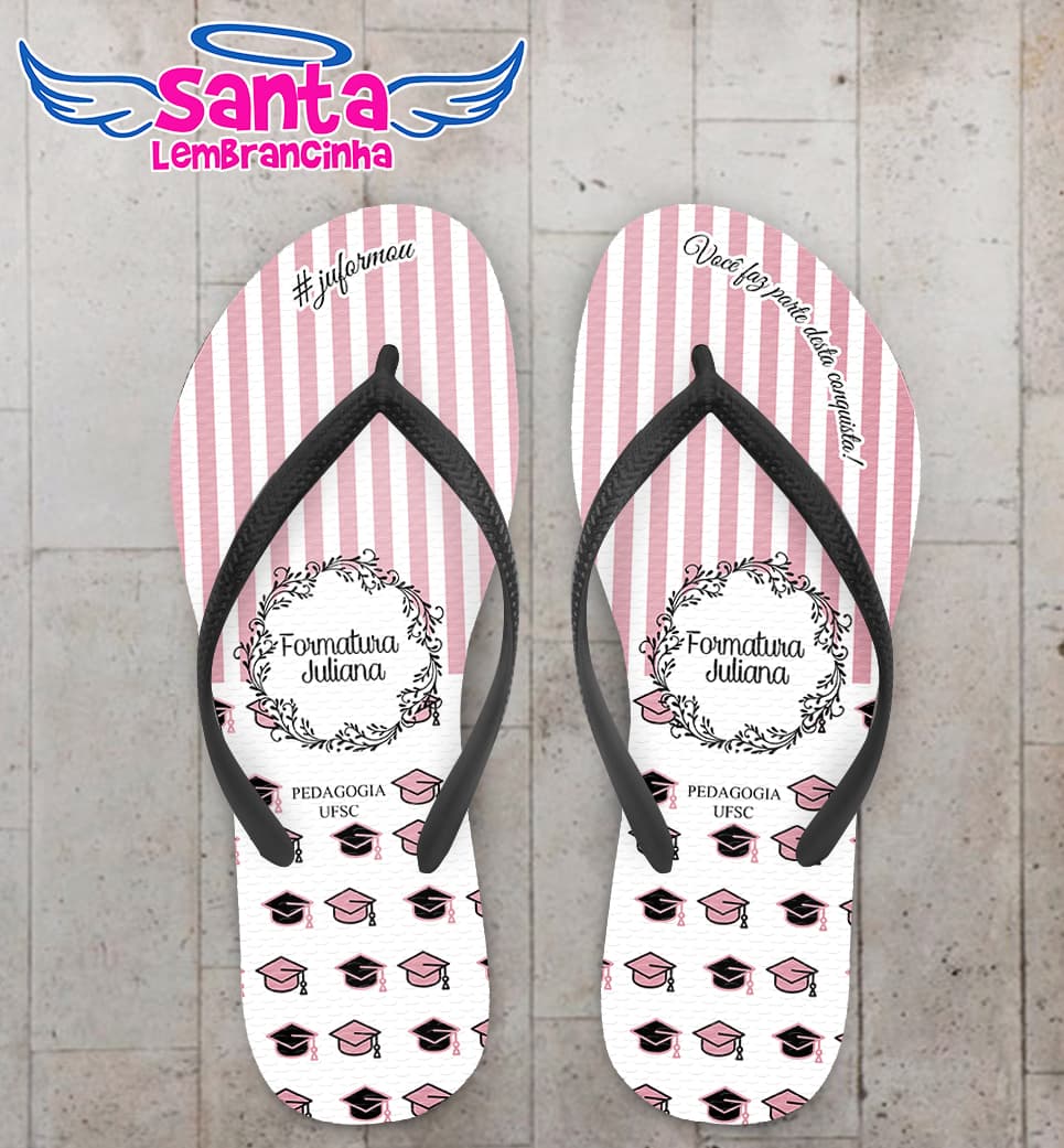 Chinelo Formatura Pedagogia Capelos Personalizado COD 10374