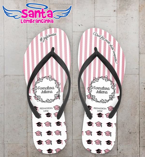 Chinelo Formatura Pedagogia Capelos Personalizado COD 10374