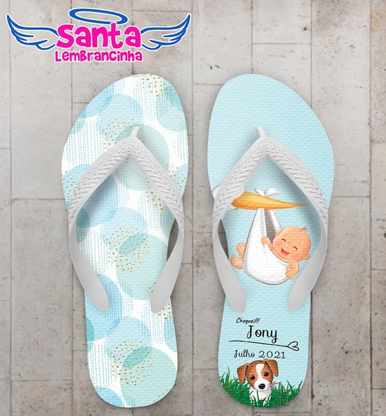 Chinelo Infantil Cegonha Azul Personalizado COD 10430