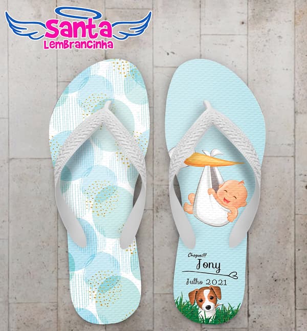 Chinelo Infantil Cegonha Azul Personalizado COD 10430