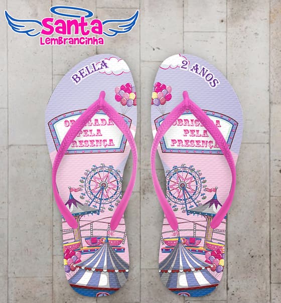 Chinelo Infantil Circo Rosa Personalizado COD 10433