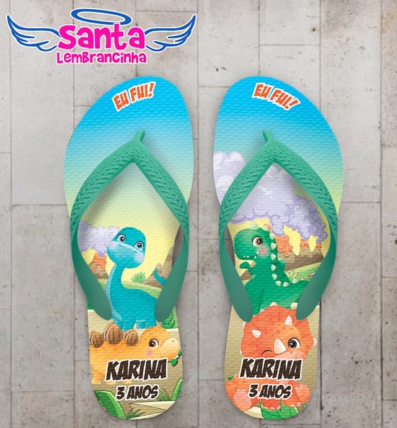 Chinelo Infantil Dinossauro Personalizado COD 10461