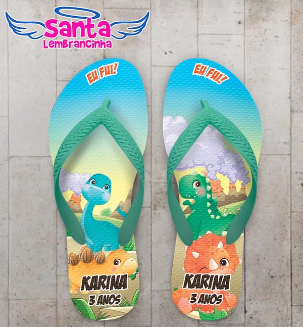 Chinelo Infantil Dinossauro Personalizado COD 10461