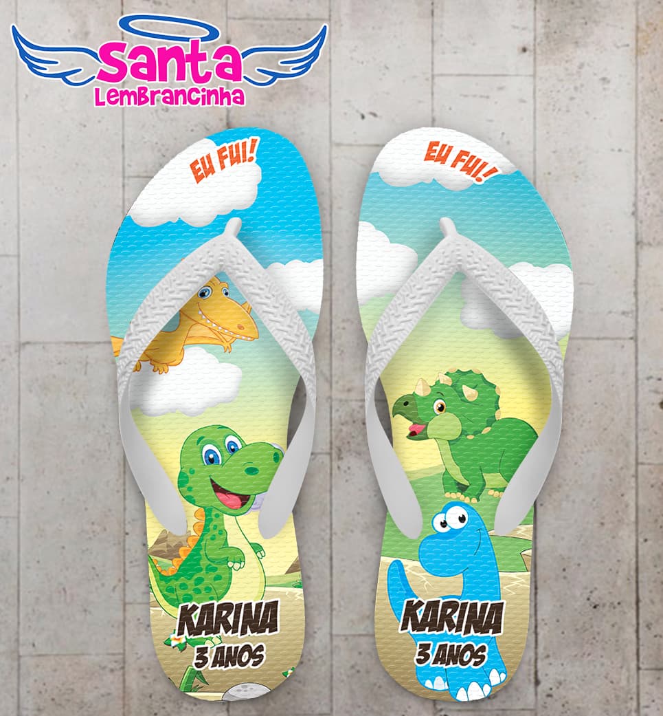 Chinelo Infantil Dinossauro Personalizado COD 10460