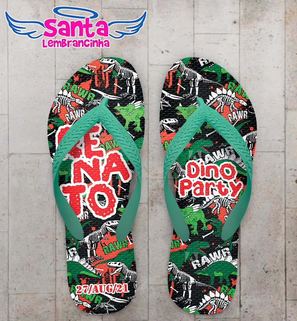 Chinelo Infantil Dinossauro Personalizado COD 10459