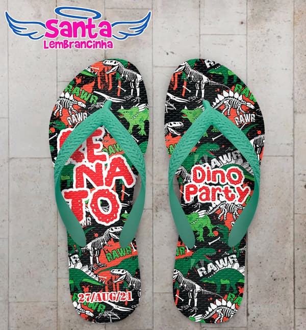 Chinelo Infantil Dinossauro Personalizado COD 10459