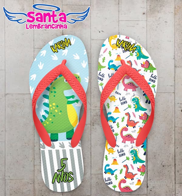 Chinelo Infantil Dinossauro Personalizado COD 10462