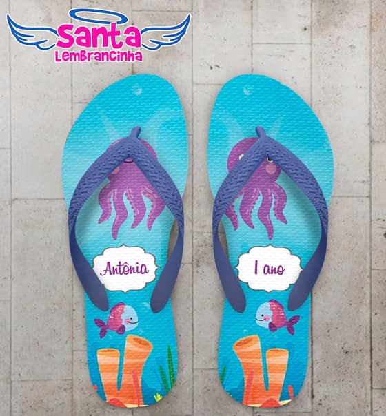 Chinelo Infantil Fundo do Mar Personalizado COD 10440