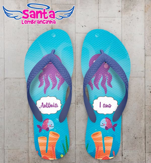 Chinelo Infantil Fundo do Mar Personalizado COD 10440