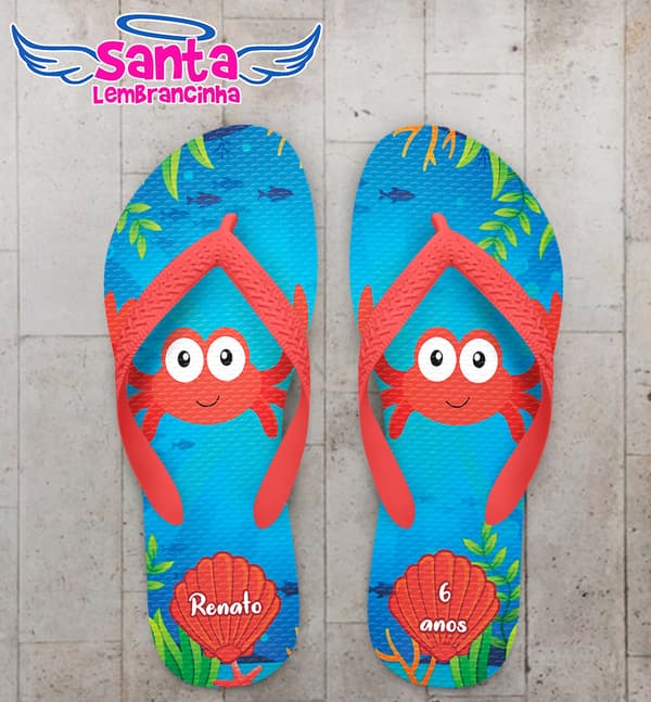 Chinelo Infantil Fundo do Mar Personalizado COD 10441
