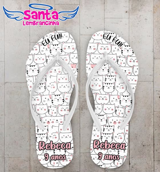 Chinelo Infantil Gato Personalizado COD 10442