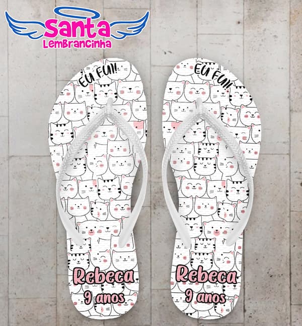 Chinelo Infantil Gato Personalizado COD 10442