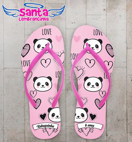 Chinelo Infantil Panda Rosa Personalizado COD 10499