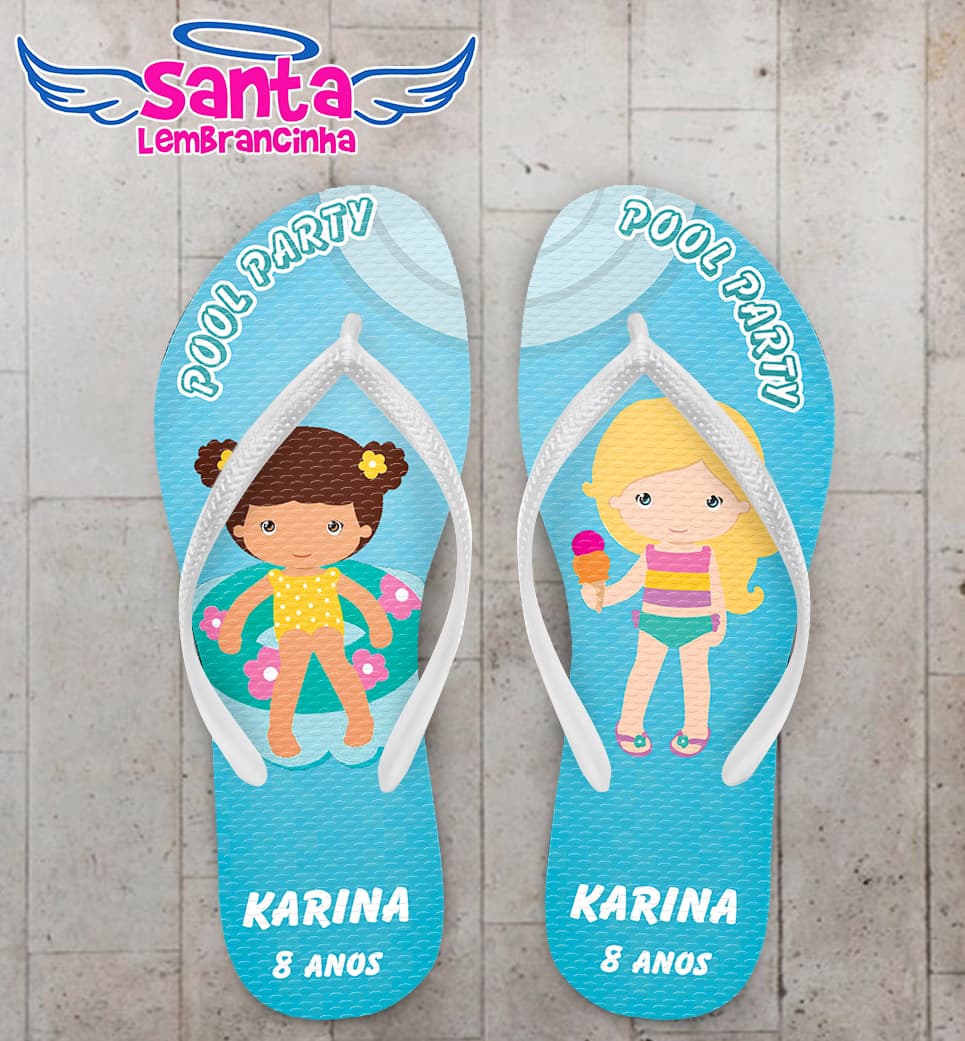 Chinelo Infantil Pool Party Meninas Personalizado COD 10507