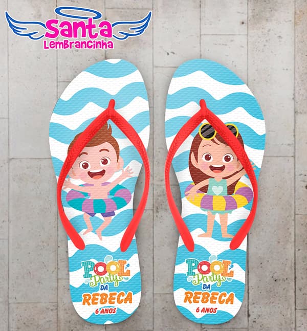 Chinelo Infantil Pool Party Personalizado COD 10508
