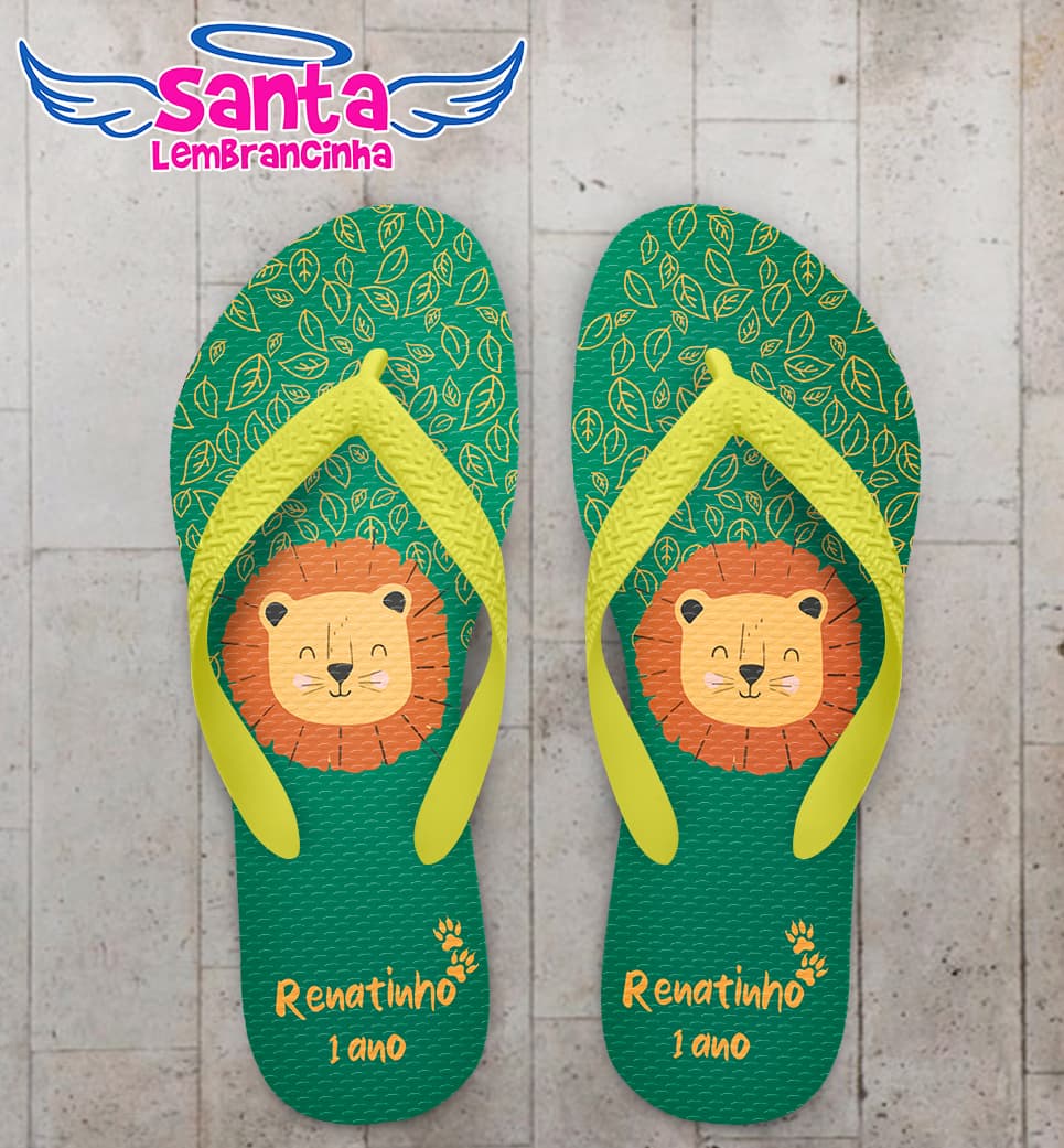 Chinelo Infantil Safari Leão Personalizado COD 10528