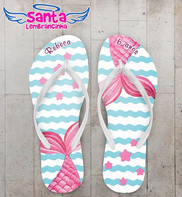 Chinelo Infantil Sereia Personalizado COD 10532