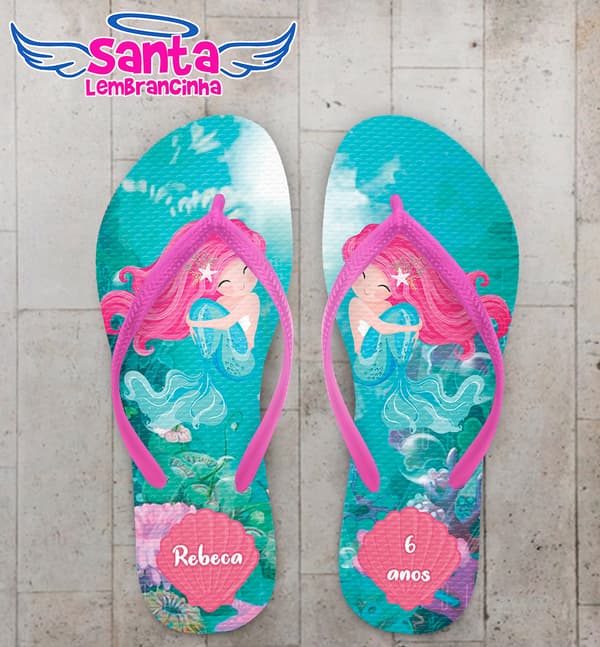 Chinelo Infantil Sereia Personalizado COD 10531