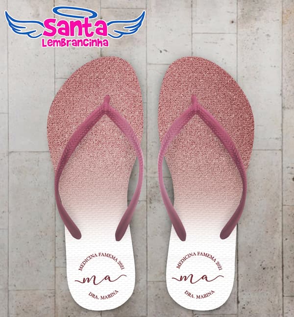 Chinelo Medicina Glitter Marsala Personalizado COD 10368