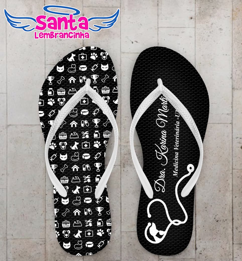 Chinelo Medicina Veterinária Desenhos Personalizado COD 10372