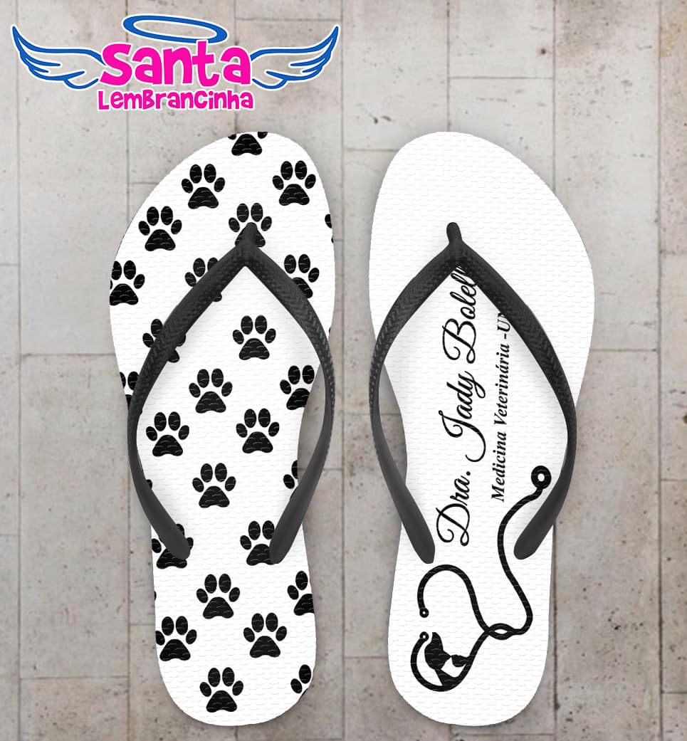 Chinelo Medicina Veterinária Patinhas Personalizado COD 10370