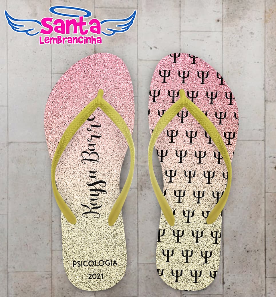 Chinelo Psicologia Glitter Degradê Personalizado COD 10376