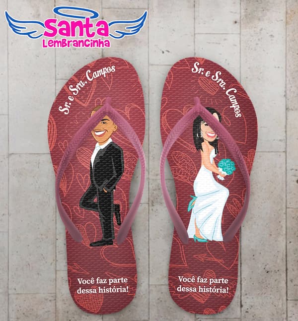 Chinelo Casamento Caricatura Personalizado COD 10588