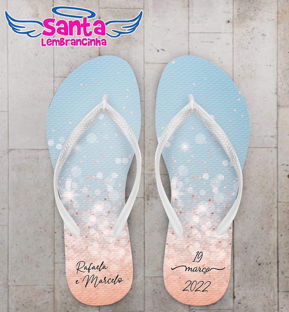 Chinelo Casamento Degradê Serenity e Rosé Personalizado COD 10577