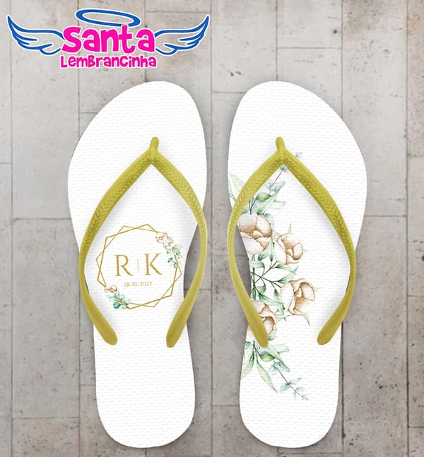 Chinelo Casamento Floral Personalizado COD 10572