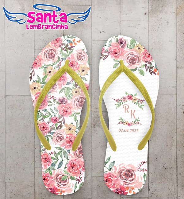 Chinelo Casamento Floral Personalizado COD 10580