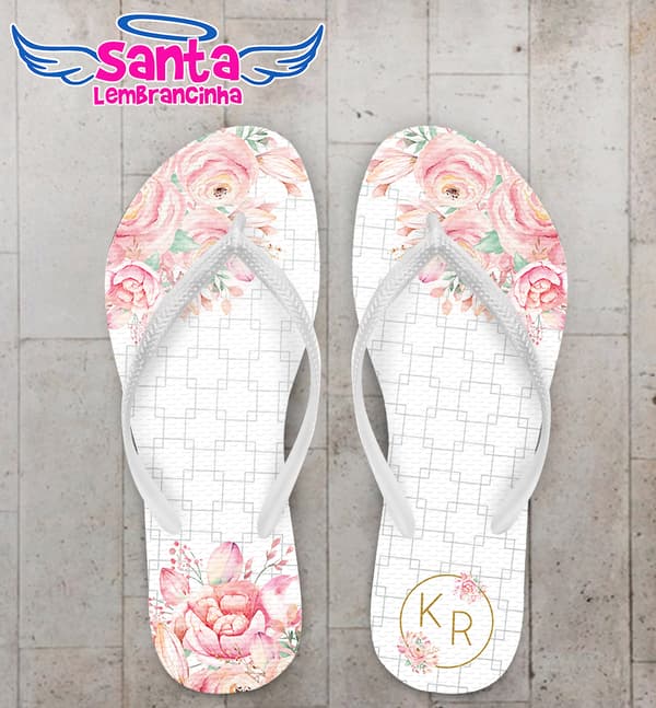 Chinelo Casamento Floral Personalizado COD 10586